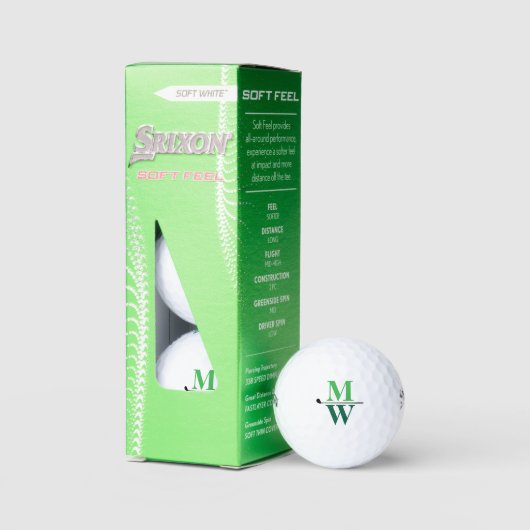 Gepersonaliseerd 2-Initialen groen monogram Golfballen (Verpakking)