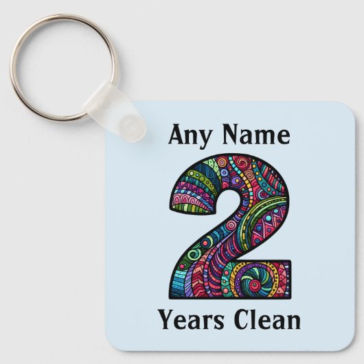 Gepersonaliseerd 2 jaar clean sober AA NA sleutelh Sleutelhanger (Voorkant)