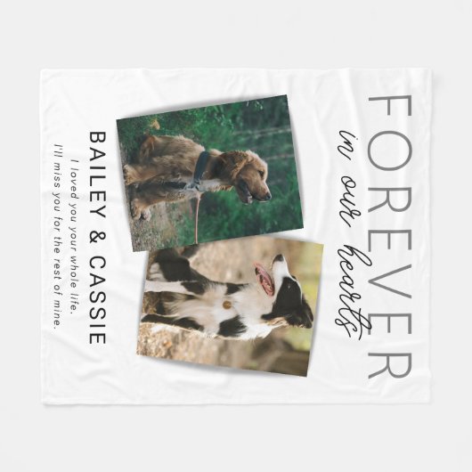 Gepersonaliseerd 2 Pet Memorial Fleece Deken (Voorkant (Horizontaal))