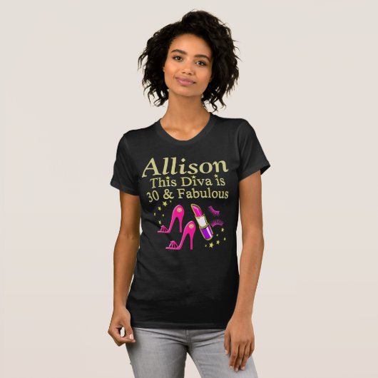 GEPERSONALISEERD 30 & FABULOUS ROZE EN GOUD T SHIR T-SHIRT (Voorkant volledig)