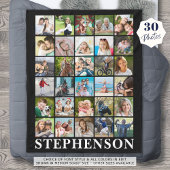 Gepersonaliseerd 30 Foto Collage Black Fleece Deken