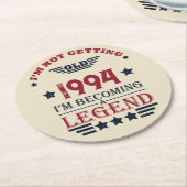 Gepersonaliseerd 30-jarig  verjaardagsfeest ronde kartonnen onderzetter (Gebogen)