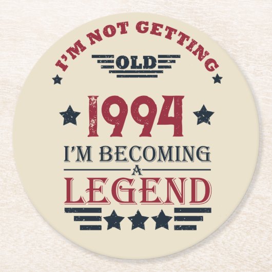 Gepersonaliseerd 30-jarig  verjaardagsfeest ronde kartonnen onderzetter (Voorkant)