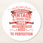 Gepersonaliseerd 30-jarig verjaardagsfeest ronde kartonnen onderzetter (Voorkant)