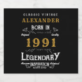 Gepersonaliseerd 30e verjaardag, geboren in 1991   bier etiket (Enkel label)