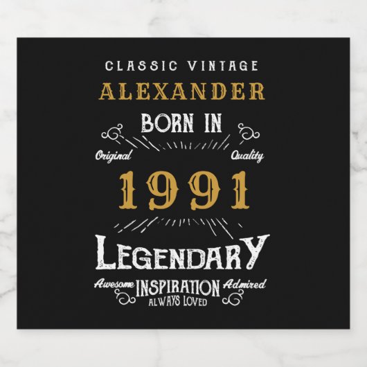Gepersonaliseerd 30e verjaardag, geboren in 1991   bier etiket (Enkel label)