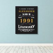 Gepersonaliseerd 30e verjaardag, geboren in 1991   canvas afdruk (Insitu (Houten vloer))