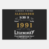 Gepersonaliseerd 30e verjaardag, geboren in 1991   inpakpapier vel (Voorkant 2)