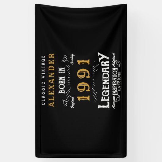 Gepersonaliseerd 30e verjaardag, geboren in 1991   spandoek (Verticaal)