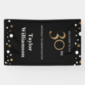 Gepersonaliseerd 30e verjaardag Gold en zwart conf Spandoek (Horizontaal)
