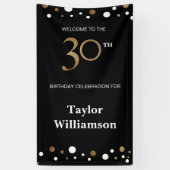 Gepersonaliseerd 30e verjaardag Gold en zwart conf Spandoek (Verticaal)