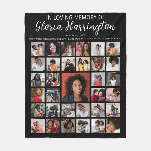 Gepersonaliseerd 33 Fotocollage Memorial Fleece Deken (Voorkant)