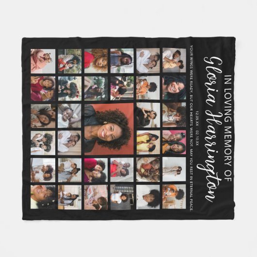 Gepersonaliseerd 33 Fotocollage Memorial Fleece Deken (Voorkant (Horizontaal))