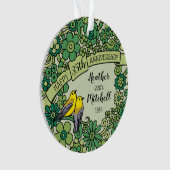 Gepersonaliseerd 35e Jubileum, geJade Floral Birds Ornament (voorkant)