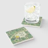 Gepersonaliseerd 35e Jubileum, geJade Floral Birds Stenen Onderzetter (Zijkant)