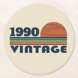 Gepersonaliseerd  35e verjaardagscadeau ronde kartonnen onderzetter