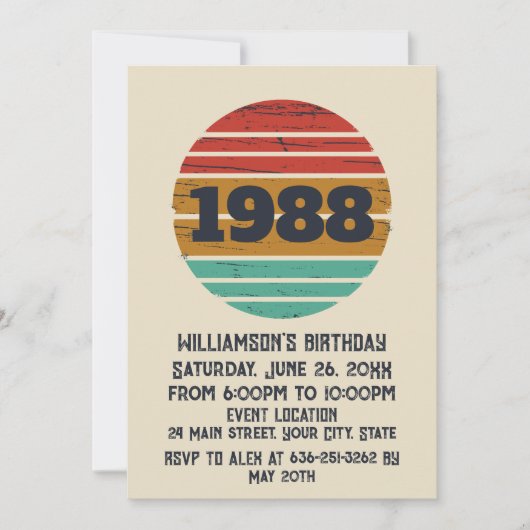 Gepersonaliseerd  35e verjaardagsfeest kaart (Voorkant)