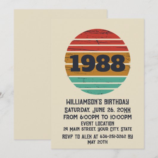 Gepersonaliseerd 35e verjaardagsfeest kaart (Voorkant / Achterkant)