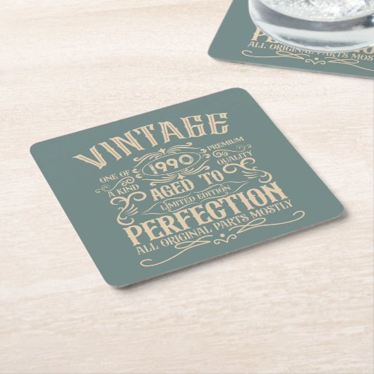 Gepersonaliseerd  35e verjaardagsfeest kartonnen onderzetters (Schuin)