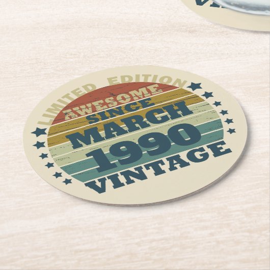 Gepersonaliseerd  35e verjaardagsfeest ronde kartonnen onderzetter (Gebogen)