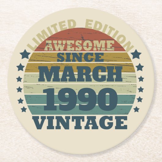 Gepersonaliseerd  35e verjaardagsfeest ronde kartonnen onderzetter (Voorkant)