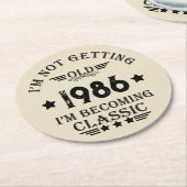 Gepersonaliseerd  35e verjaardagsfeest ronde kartonnen onderzetter (Gebogen)