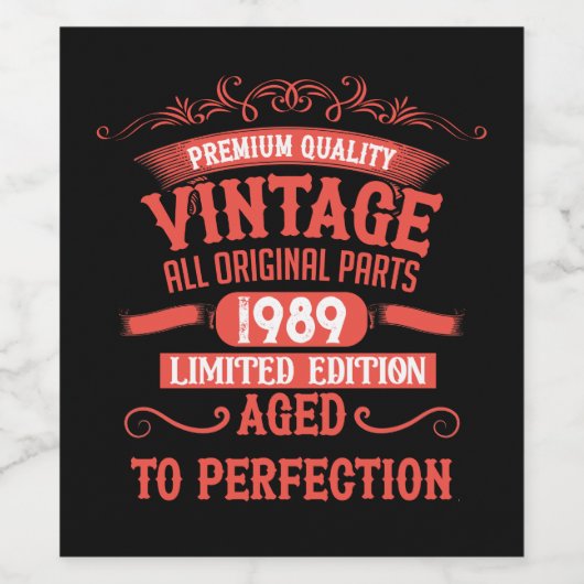 Gepersonaliseerd  35e verjaardagsfeest wijn etiket (Enkel label)