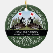 Gepersonaliseerd 35th Wedding Jubileum, ganzen Keramisch Ornament (Achterkant)