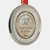 Gepersonaliseerd, 37 jaar gehuwde Gift, sierlijk Metalen Ornament (Rechts)