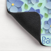 Gepersonaliseerd 3 D bloemen in blauw Muismat (Hoek)