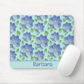 Gepersonaliseerd 3 D bloemen in blauw Muismat (Met muis)