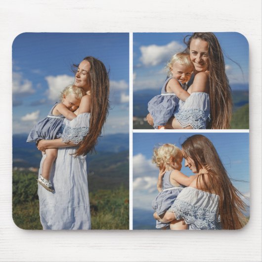 Gepersonaliseerd 3 Fotosjabloon Mousepad Muismat (Voorkant)