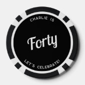 Gepersonaliseerd 40 Veertigste verjaardag Poker Chips (Achterkant)