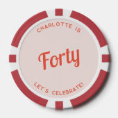 Gepersonaliseerd 40 Veertigste verjaardag Poker Chips (Voorkant)