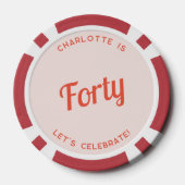 Gepersonaliseerd 40 Veertigste verjaardag Poker Chips (Achterkant)