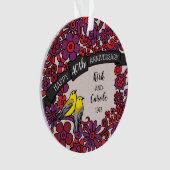 Gepersonaliseerd 40e Jubileum, Ruby Floral Birds Ornament (voorkant)