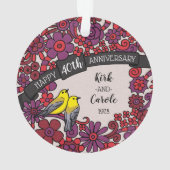 Gepersonaliseerd 40e Jubileum, Ruby Floral Birds Ornament (achterkant)