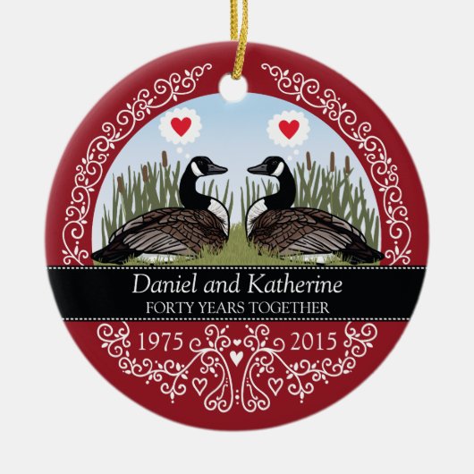 Gepersonaliseerd 40e Jubileum voor weddenschappen, Keramisch Ornament (Voorkant)