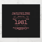 Gepersonaliseerd 40e verjaardag 1981 Roze zwart me Bier Etiket (Enkel label)