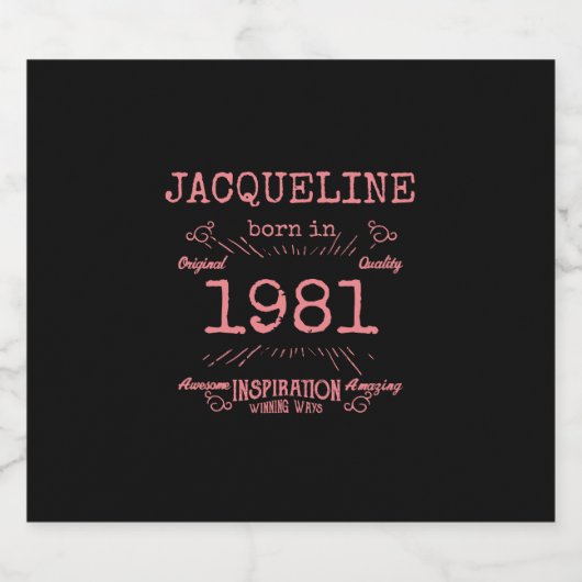 Gepersonaliseerd 40e verjaardag 1981 Roze zwart me Bier Etiket (Enkel label)