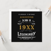 Gepersonaliseerd 40e verjaardag Retro Black Gold Kaart (Voorkant / Achterkant in situ)