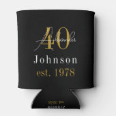 Gepersonaliseerd 40e verjaardag zwart goud blikjeskoeler (Achterkant)