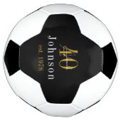 Gepersonaliseerd 40e verjaardag zwart goud voetbal (Gedraaid)