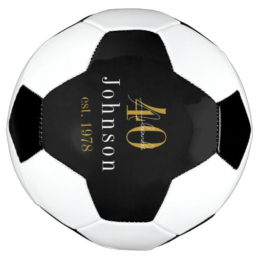 Gepersonaliseerd 40e verjaardag zwart goud voetbal (Gedraaid)