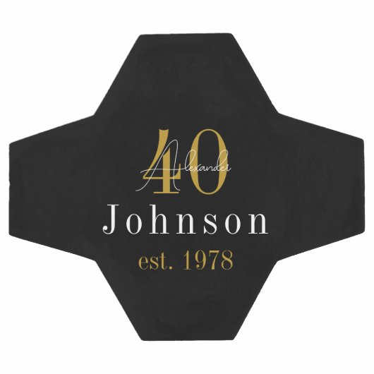 Gepersonaliseerd 40e verjaardag zwart goud voetbal (Enkel)