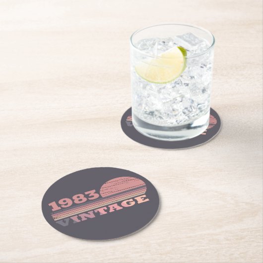 Gepersonaliseerd  40ste verjaardagsfeest ronde kartonnen onderzetter (Insitu)