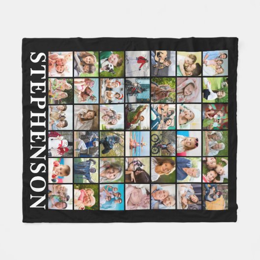 Gepersonaliseerd 42 Foto Collage Black Fleece Deken (Voorkant (Horizontaal))