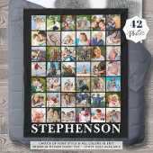 Gepersonaliseerd 42 Foto Collage Black Fleece Deken