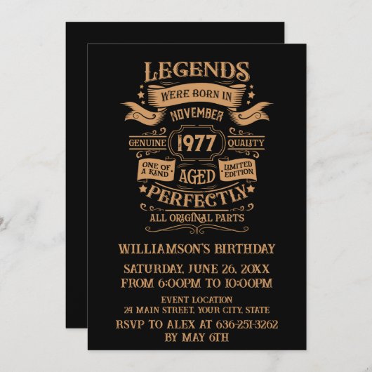 Gepersonaliseerd 45e verjaardagsfeest kaart (Voorkant / Achterkant)