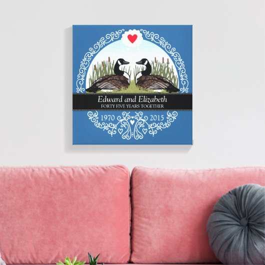 Gepersonaliseerd 45th Wedding Jubileum, ganzen Canvas Afdruk (Insitu (Woonkamer))